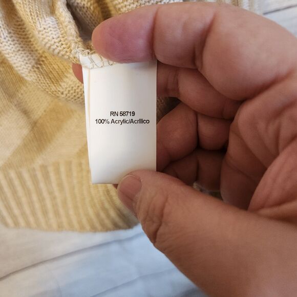 Notations XL petite cream striped 3/4 sleeve cardigan - Picture 4 of 7